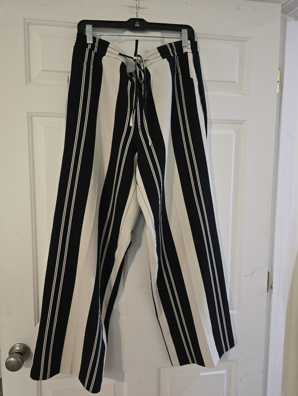 INC International Concepts Black & White Vertical Stripe Wide-Leg Pants